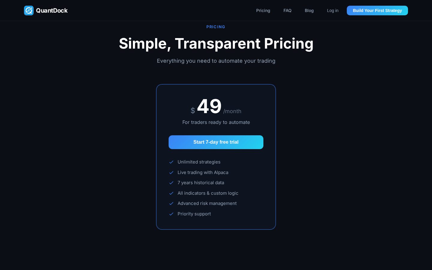 QuantDock Pricing