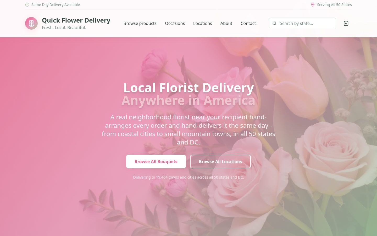 Quick Flower Delivery Homepage