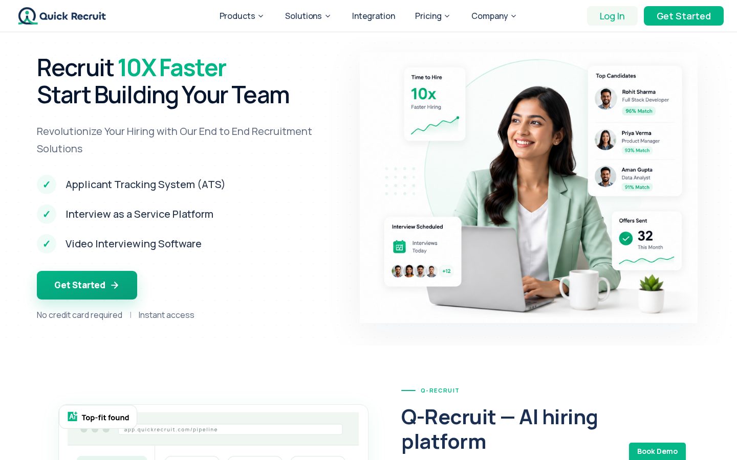 Quick Recruit Homepage