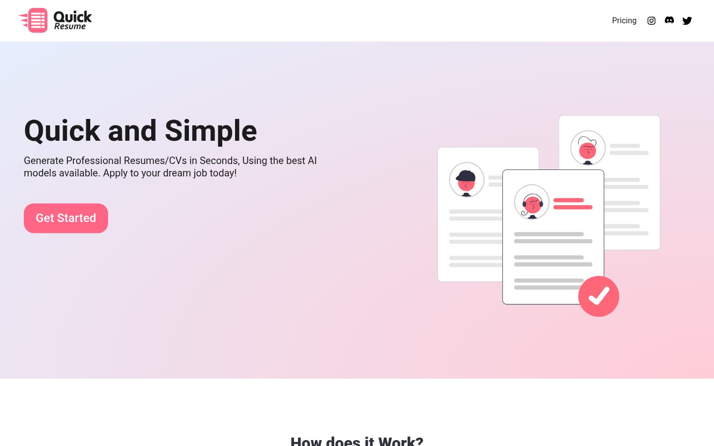 Quick Resume Homepage