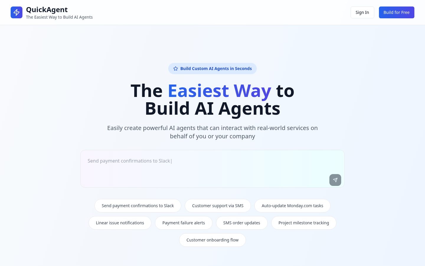 QuickAgent Homepage