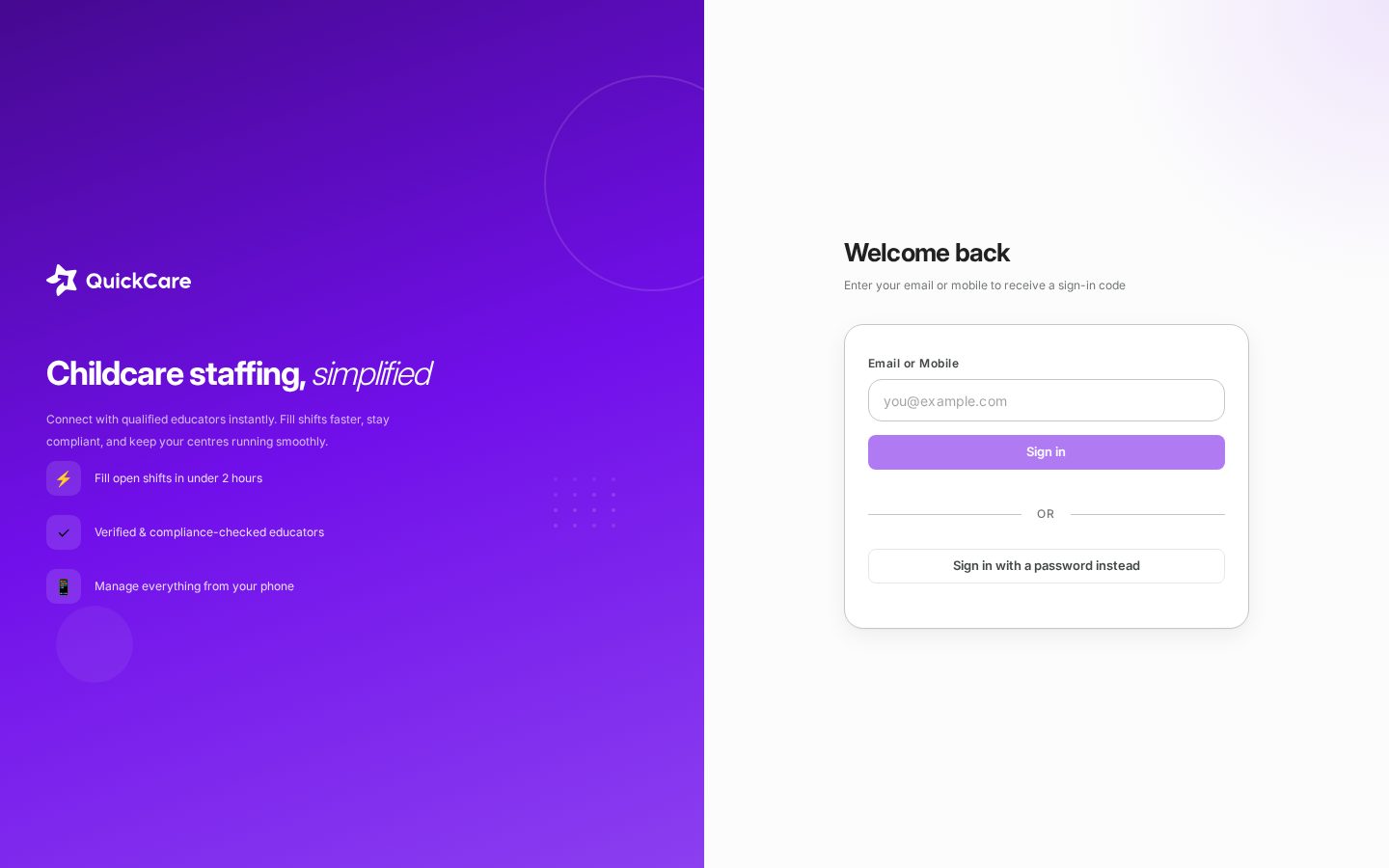 Quickcare Homepage
