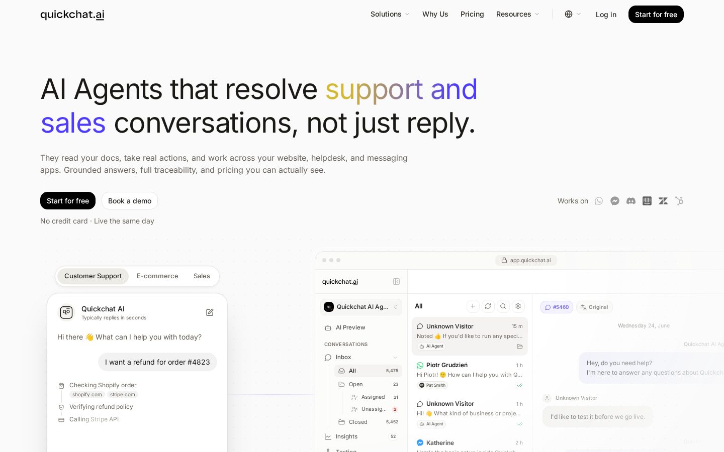Quickchat AI Homepage