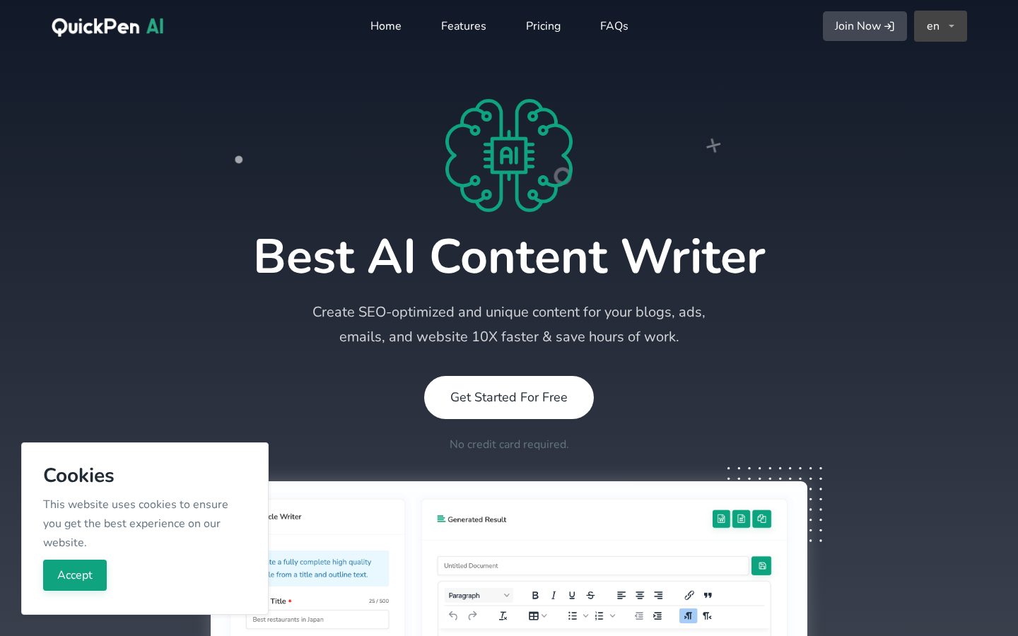 QuickPen AI Homepage