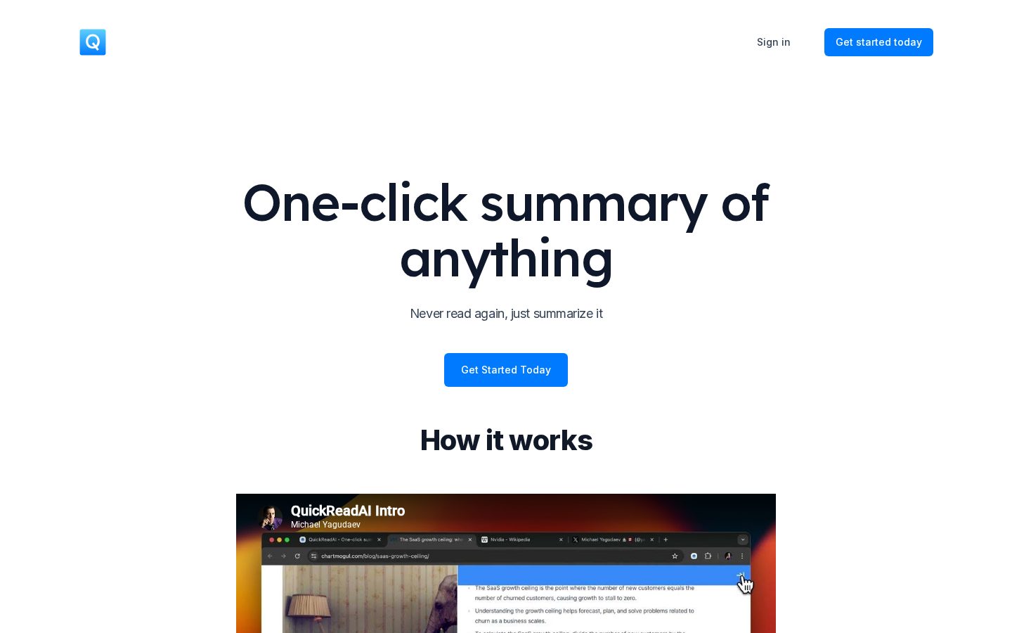 QuickReadAI Homepage