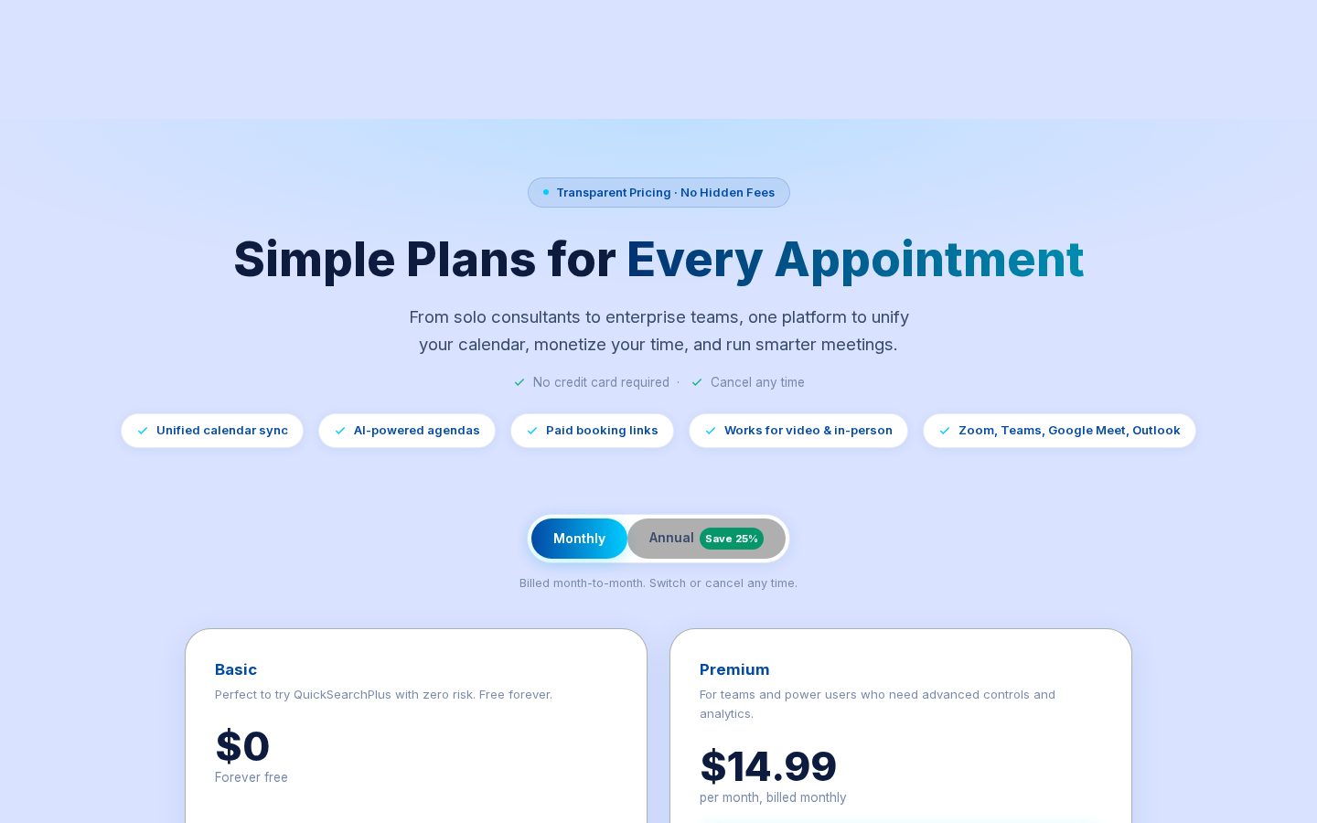 QuickSearchPlus Pricing