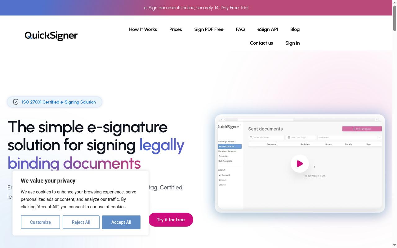 QuickSigner Homepage