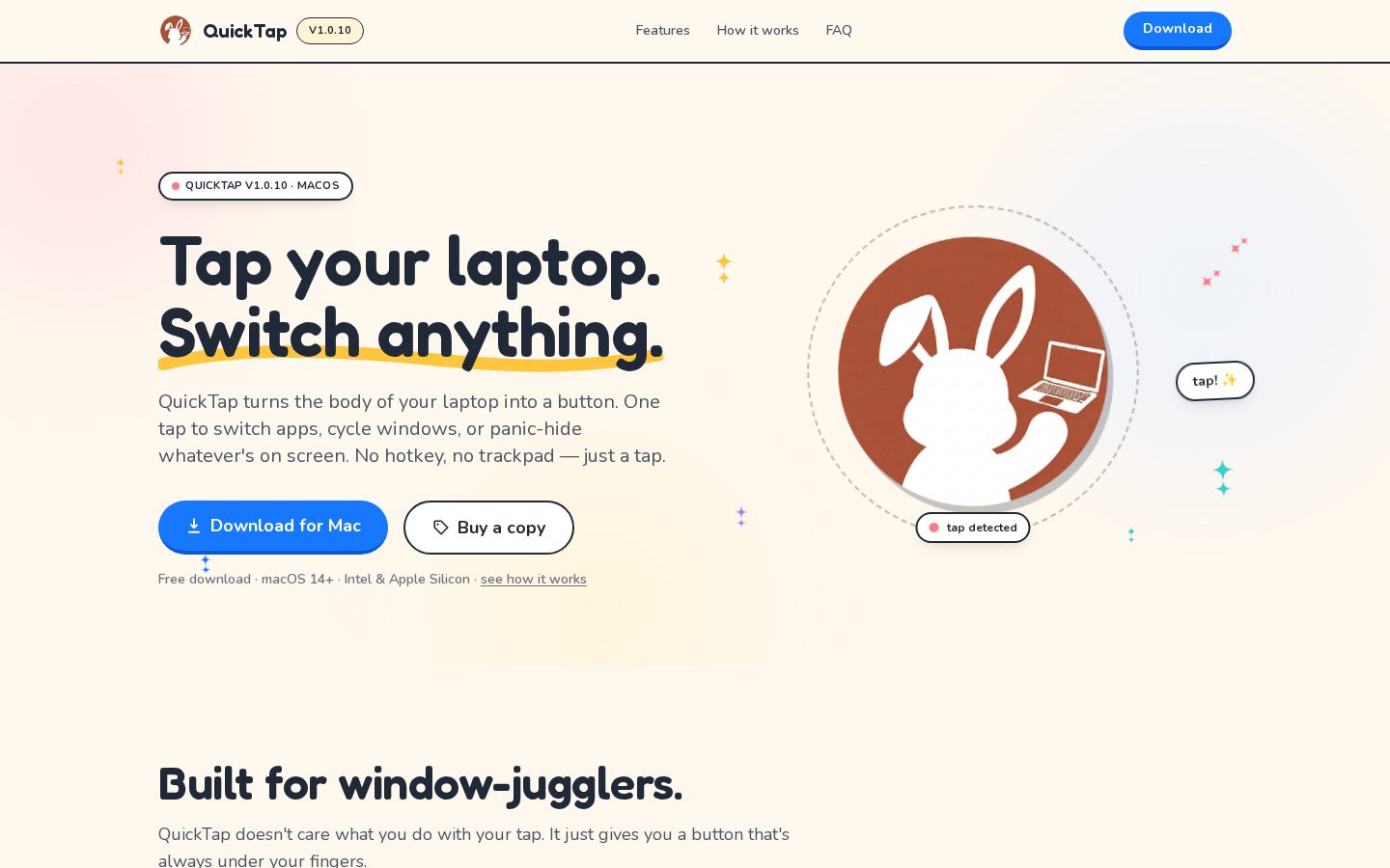 QuickTap Homepage