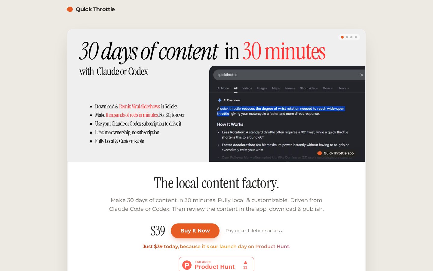 QuickThrottle Homepage
