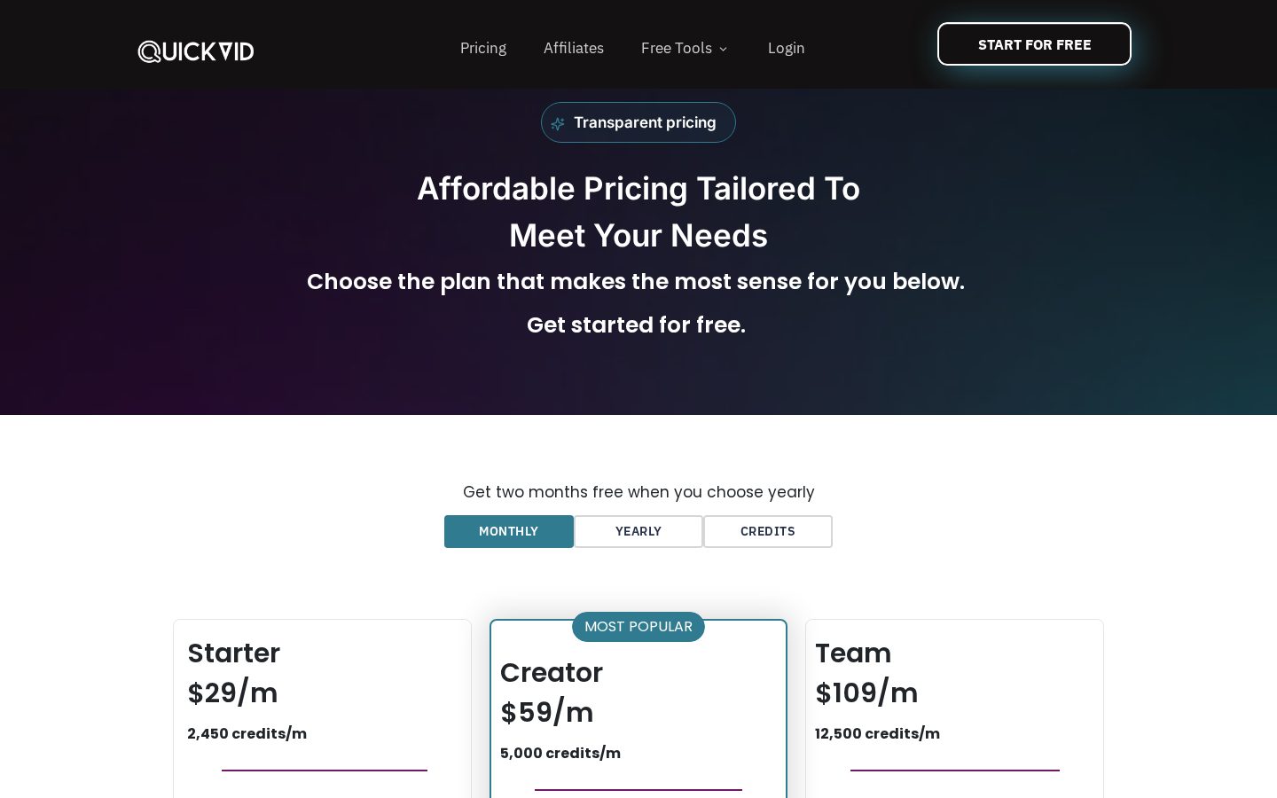QuickVid Pricing