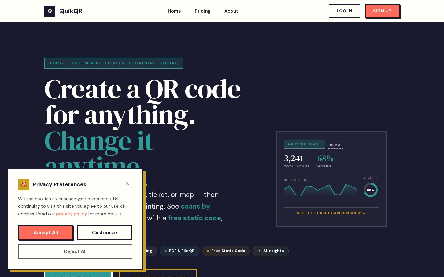 QuikQR Homepage