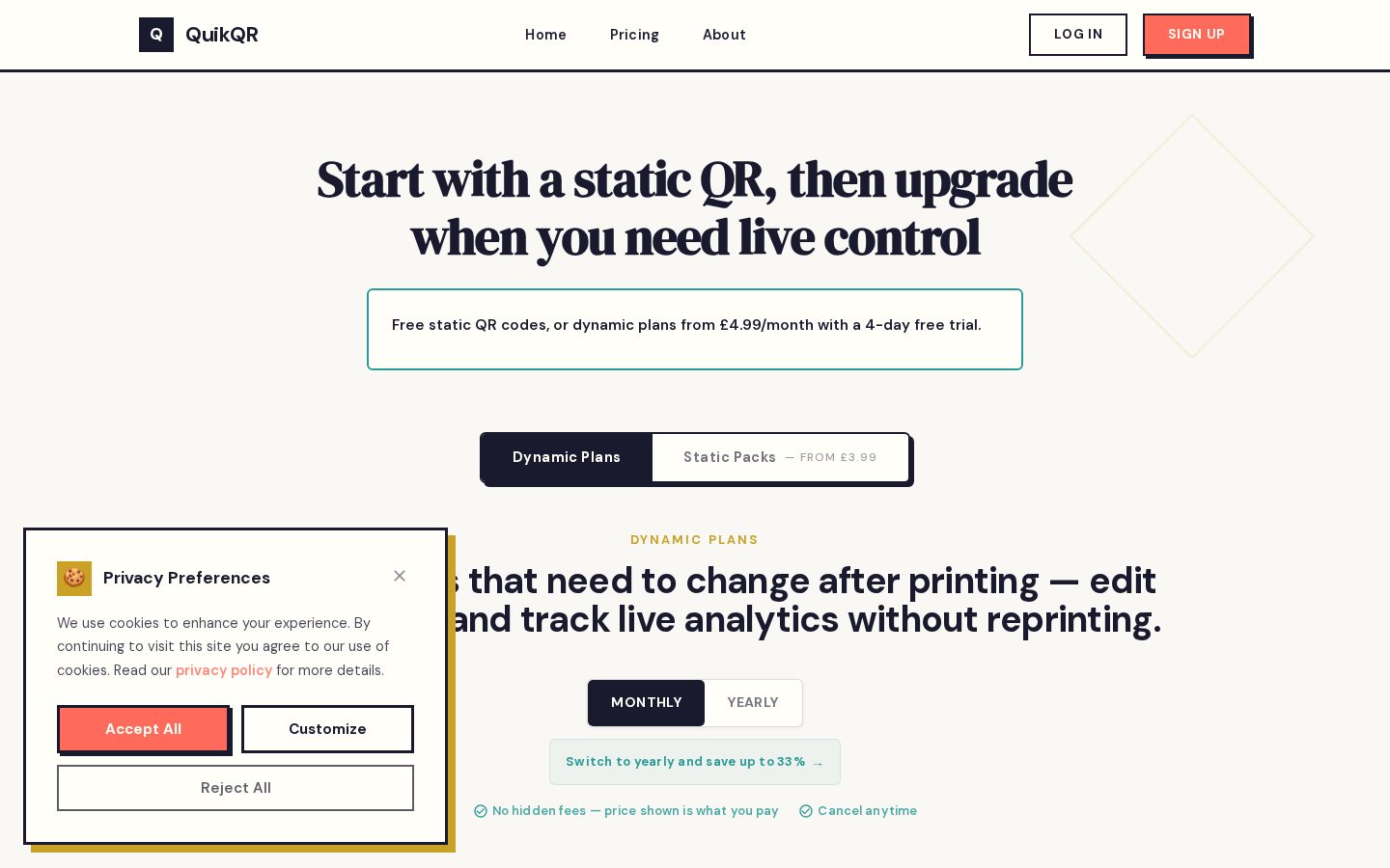 QuikQR Pricing