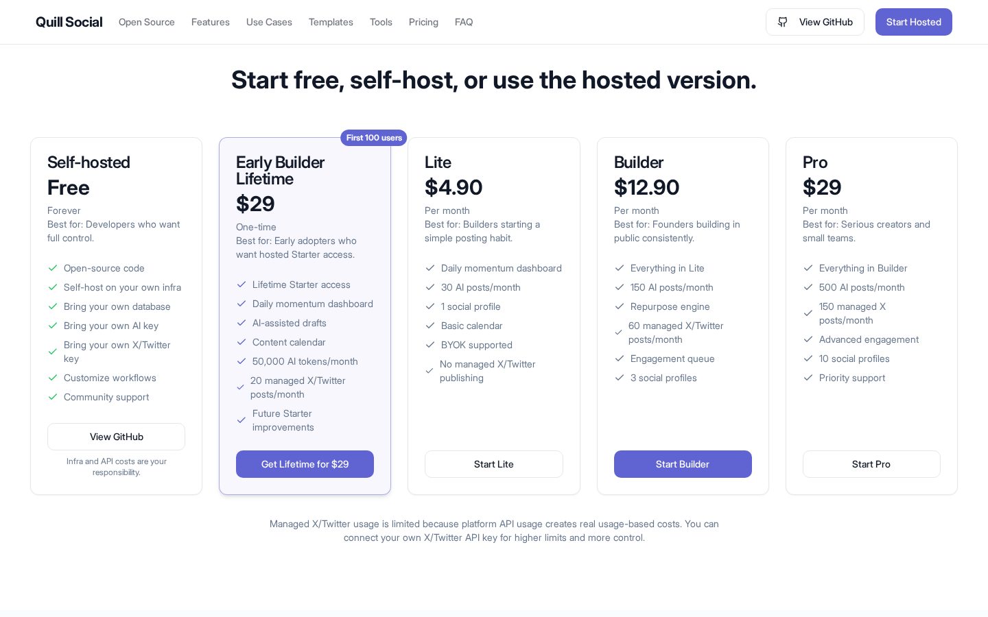 Quill Social Pricing