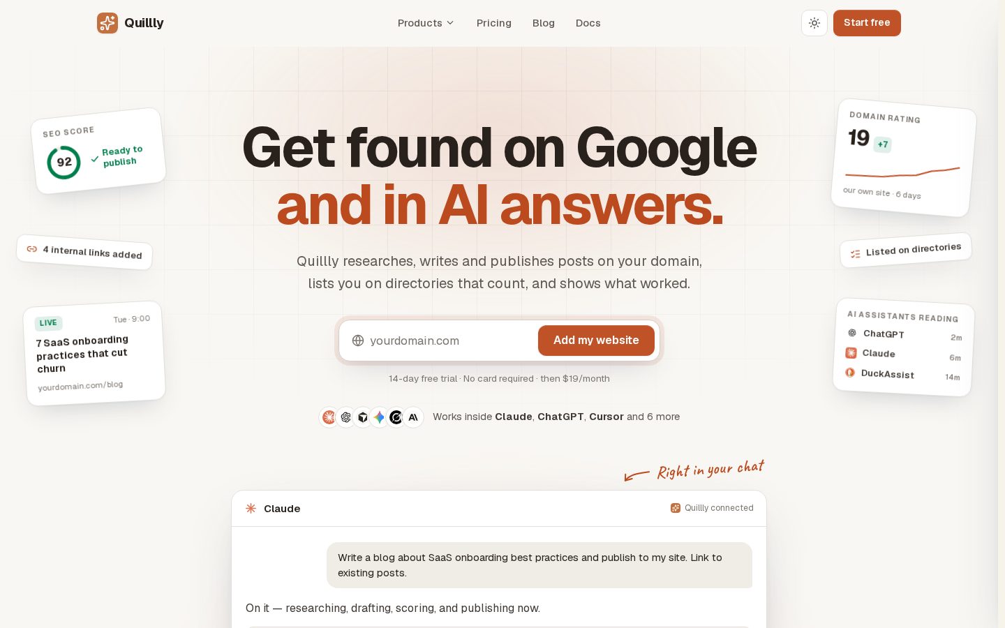 Quillly Homepage