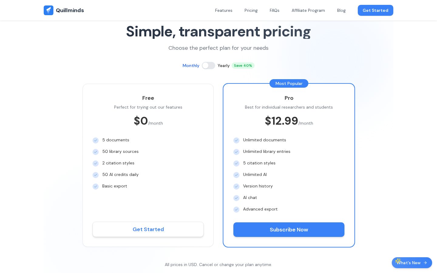 QuillMinds Pricing
