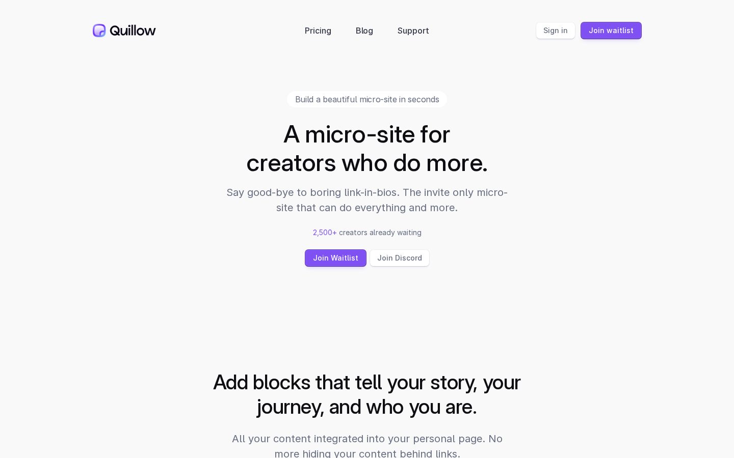Quillow Homepage