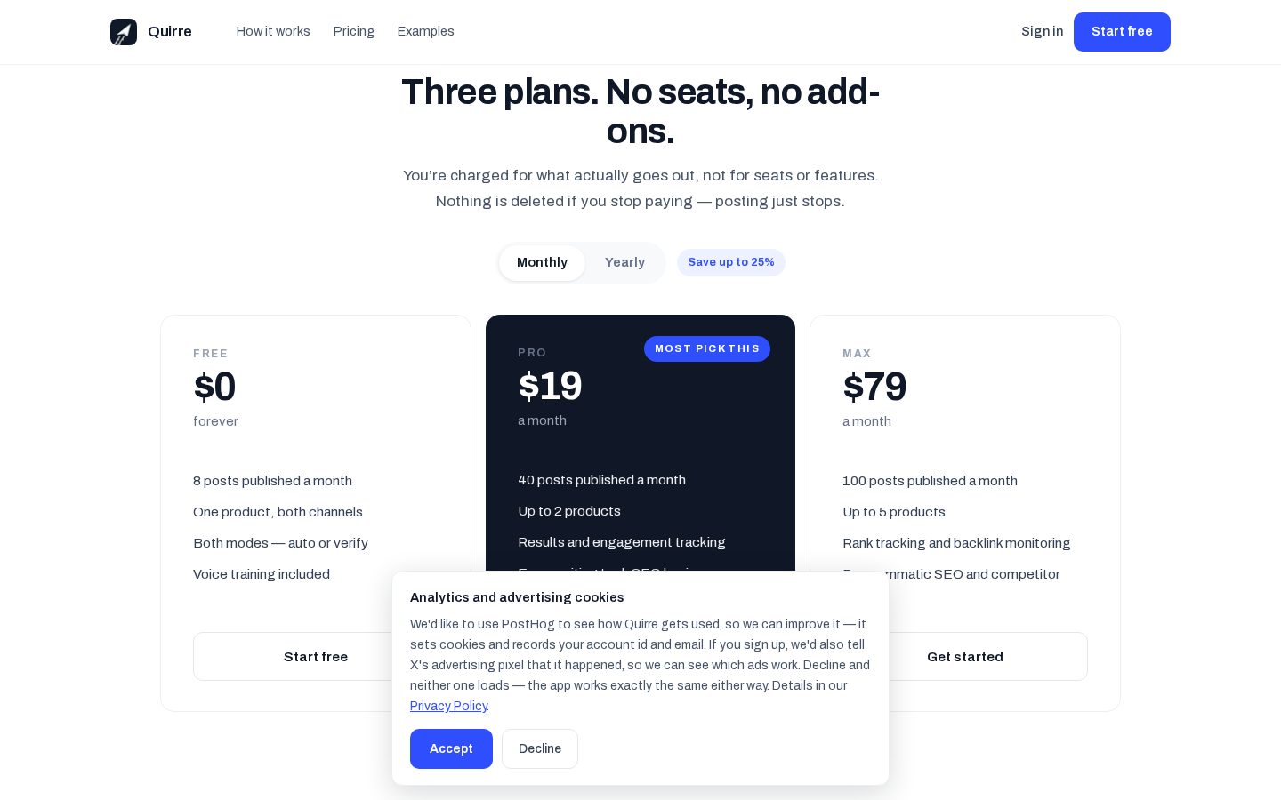 Quirre Pricing