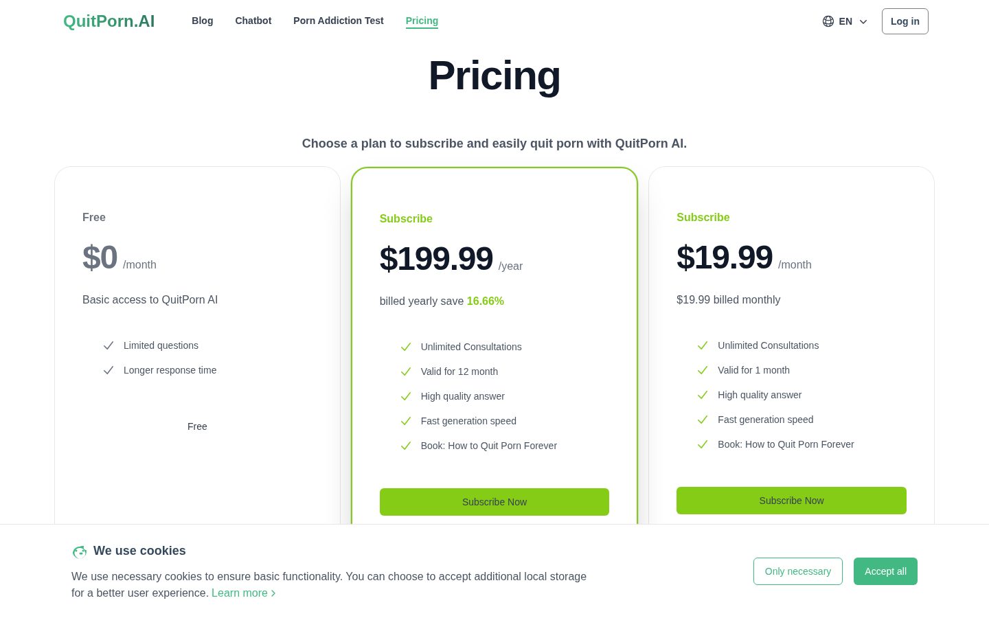 Quit Porn AI Pricing
