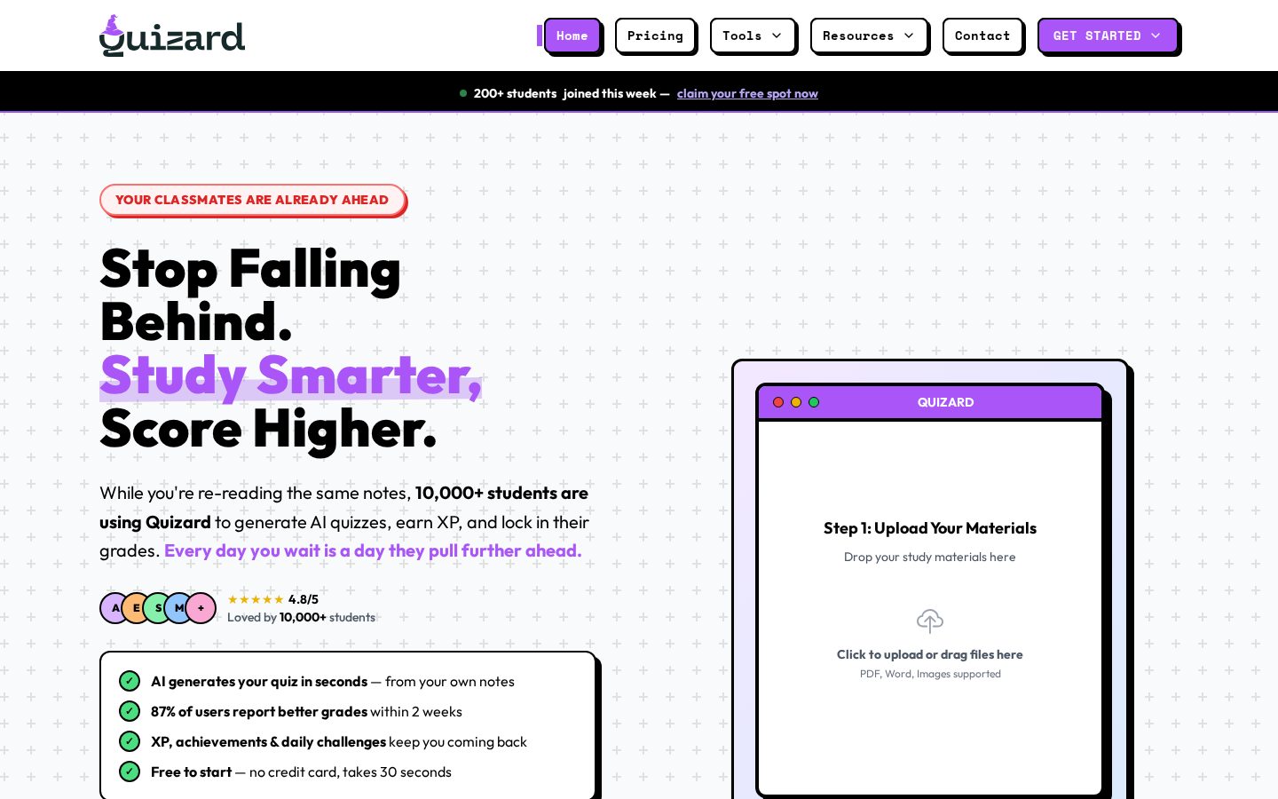 Quizard Homepage