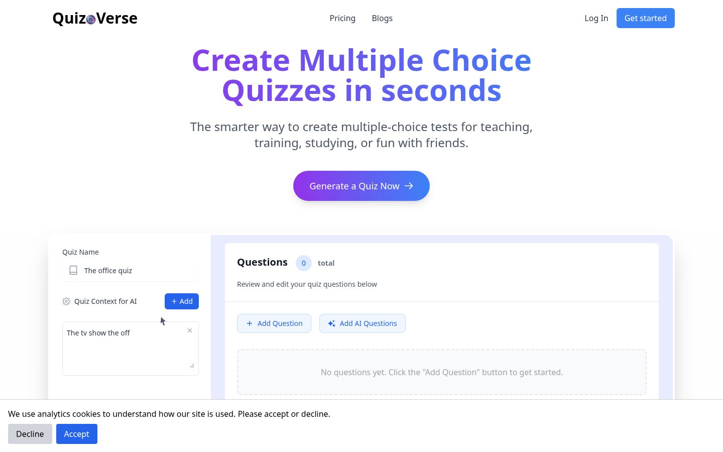QuizCanvasAi Homepage