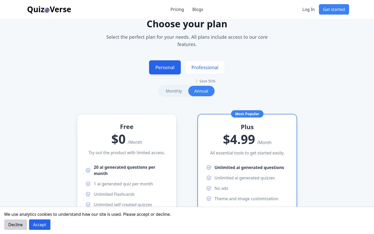 QuizCanvasAi Pricing