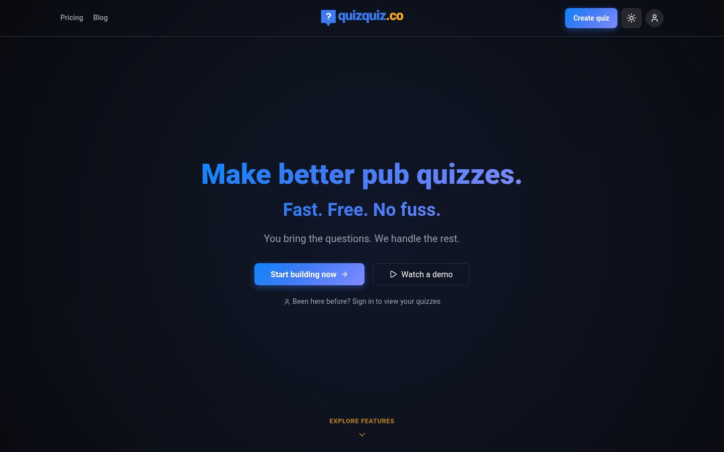 quizquiz.co Homepage