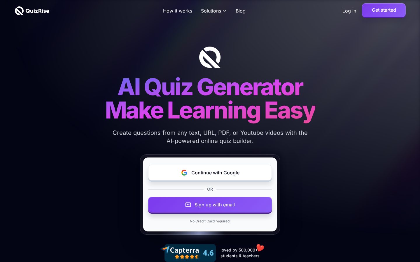 QuizRise Homepage