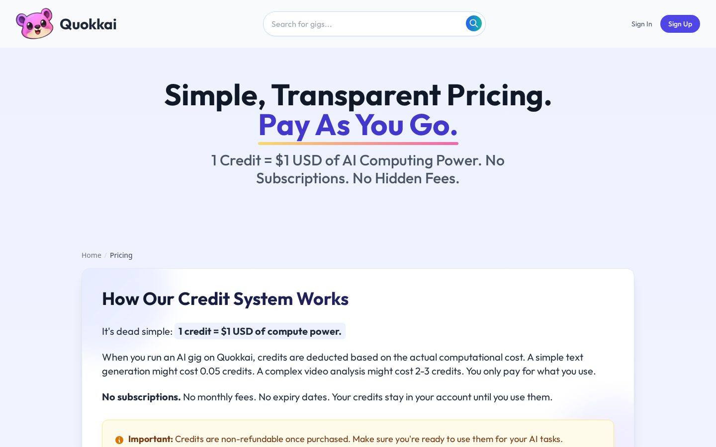 Quokkai Pricing