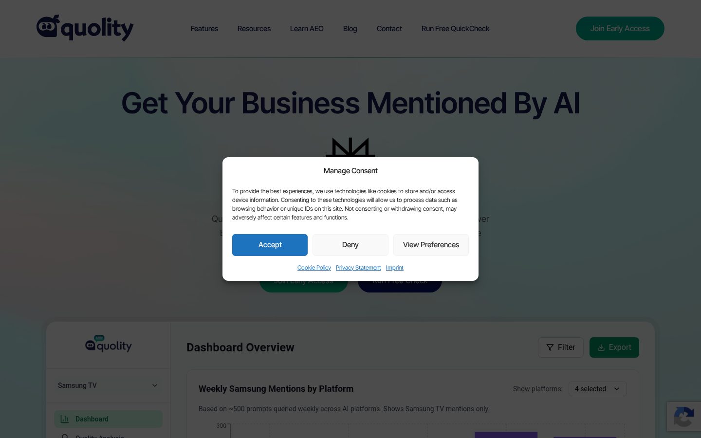 Quolity AI Homepage