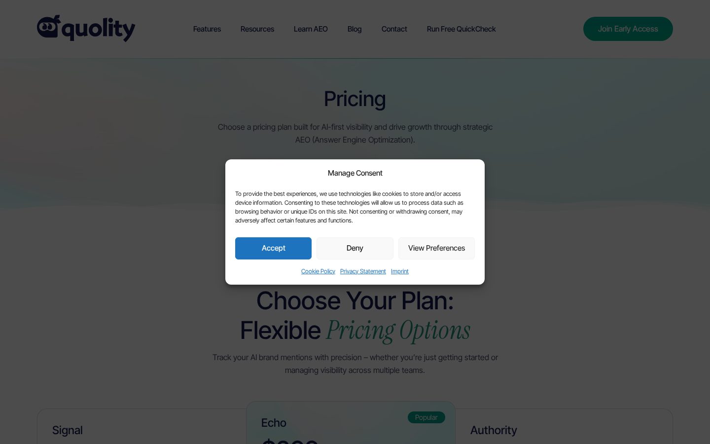 Quolity AI Pricing