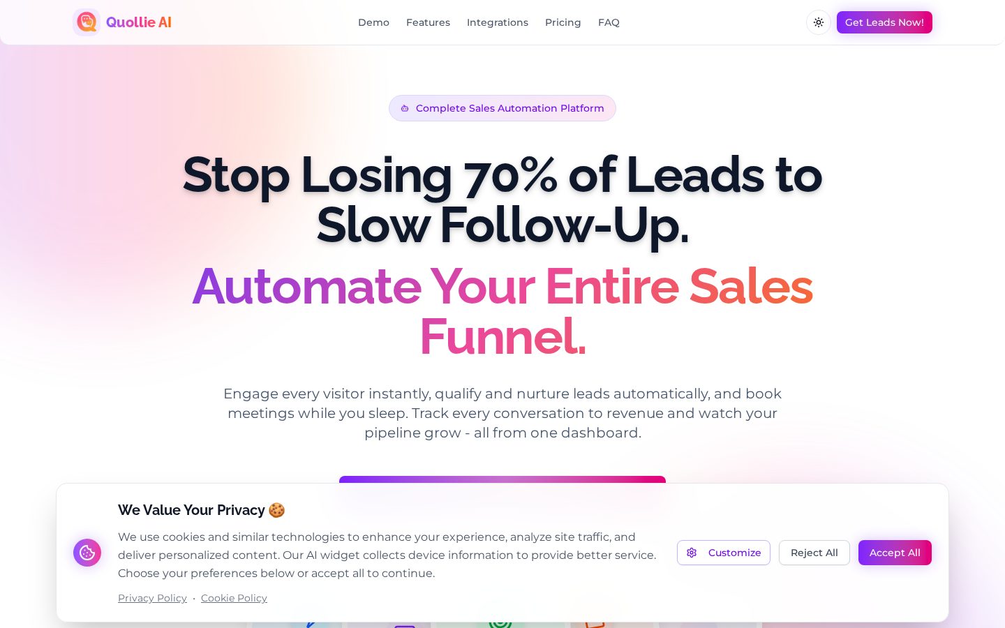 Quollie AI Homepage