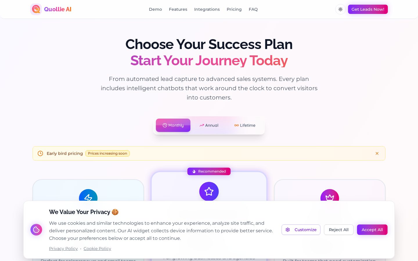 Quollie AI Pricing