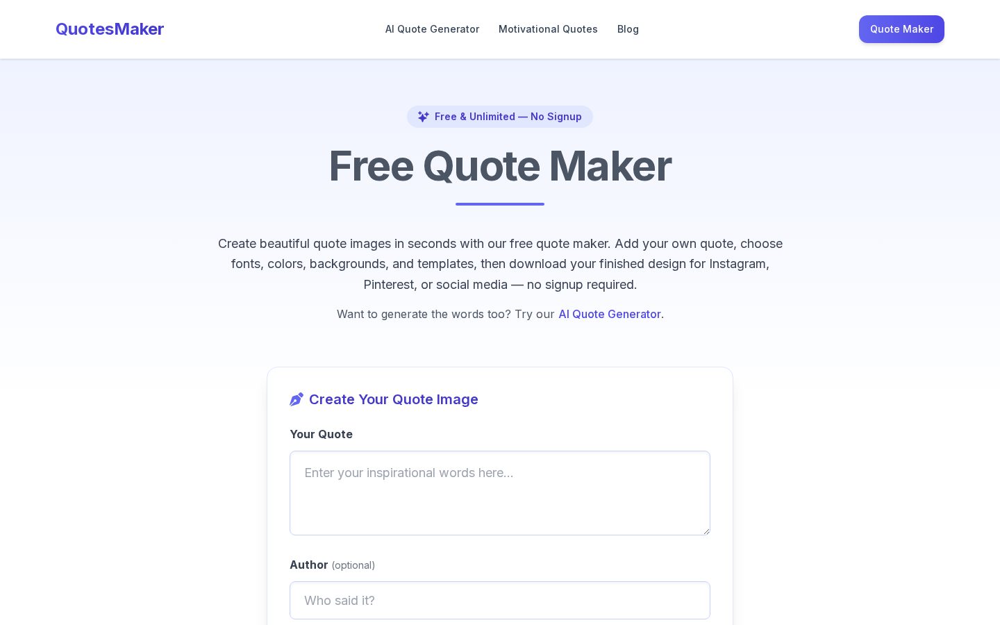 Quote Maker Homepage