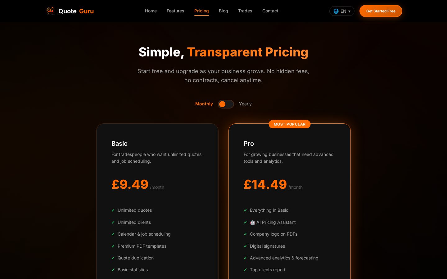 QuoteGuru Quote App for Trades Pricing