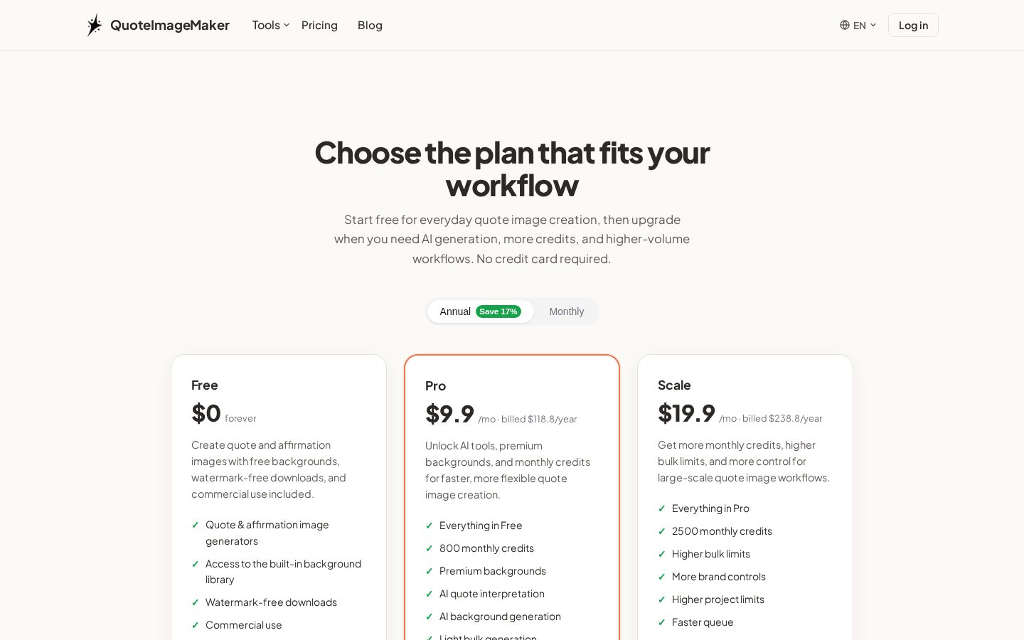 quoteimagemaker Pricing