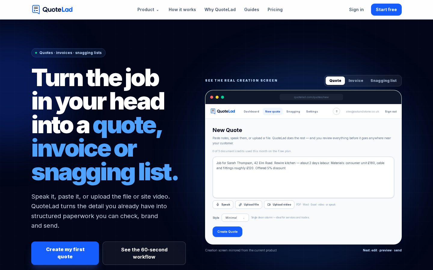 QuoteLad Homepage
