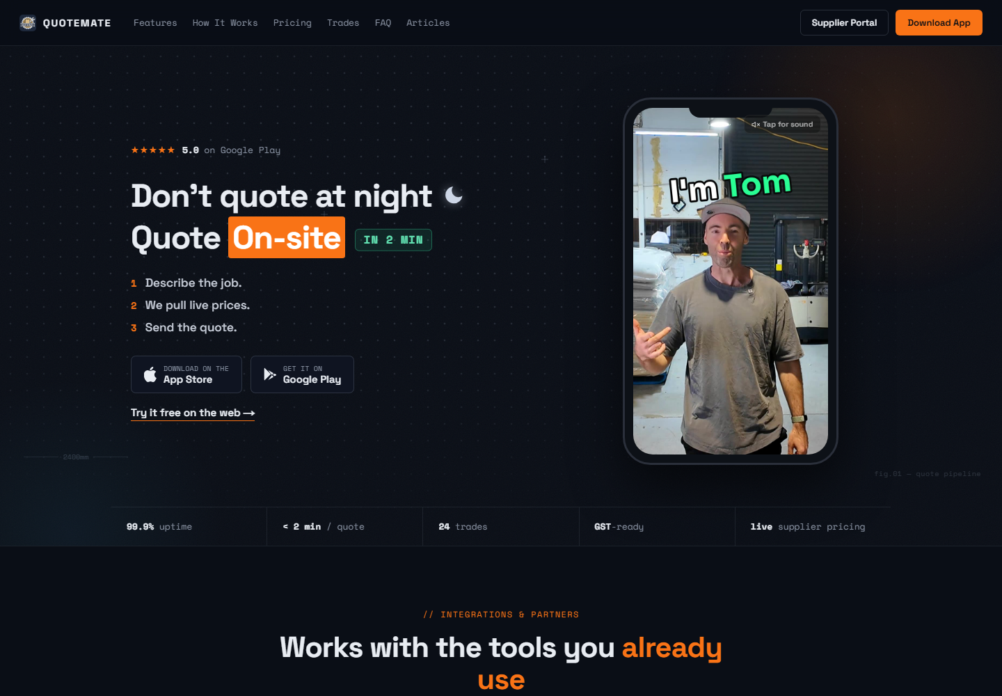 QuoteMate homepage