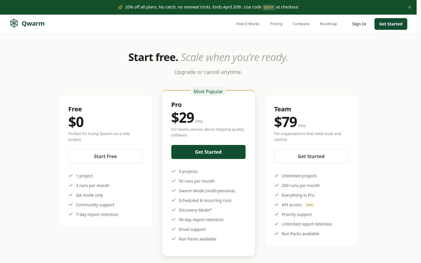 Qwarm Pricing
