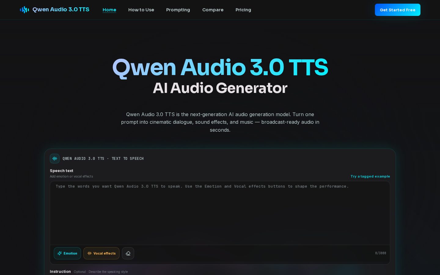 Qwen Audio 3.0 Homepage