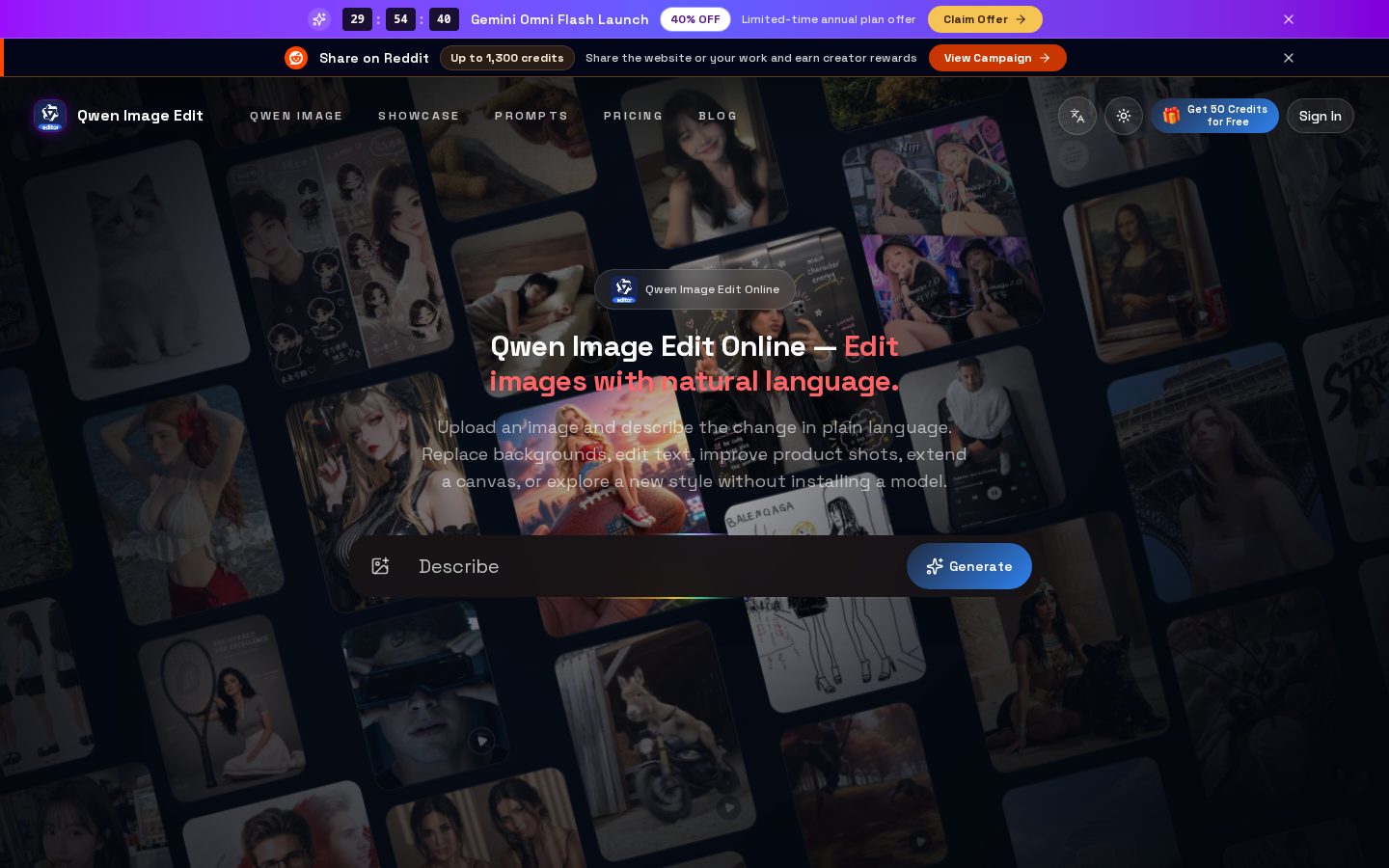 Qwen Image Edit Homepage