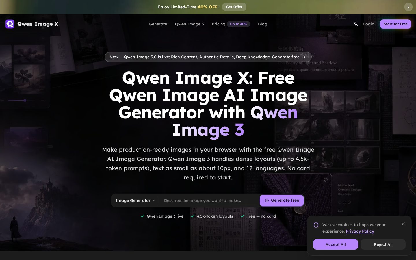 Qwen Image X Homepage