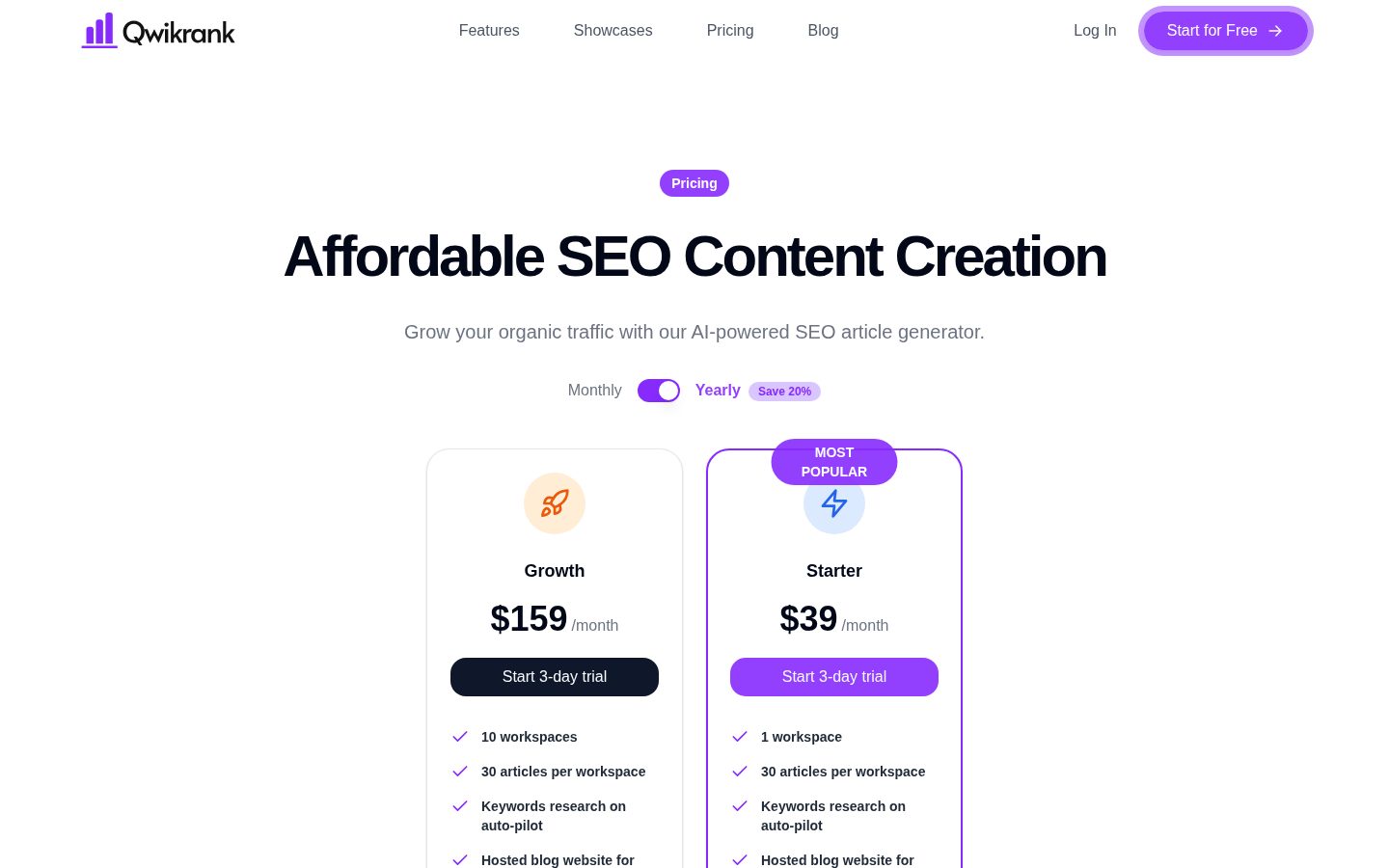 Qwikrank Pricing