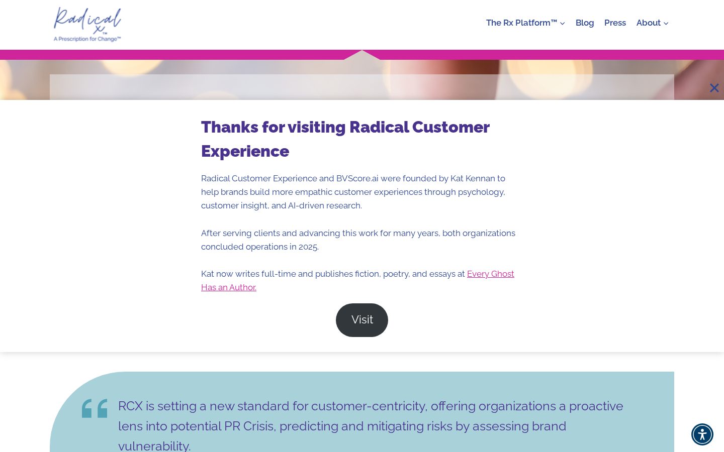 Radical Customer Experience Homepage