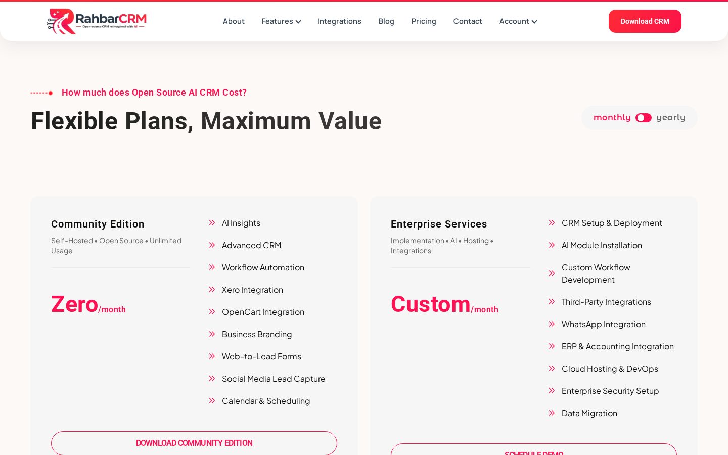 RahbarCRM Pricing