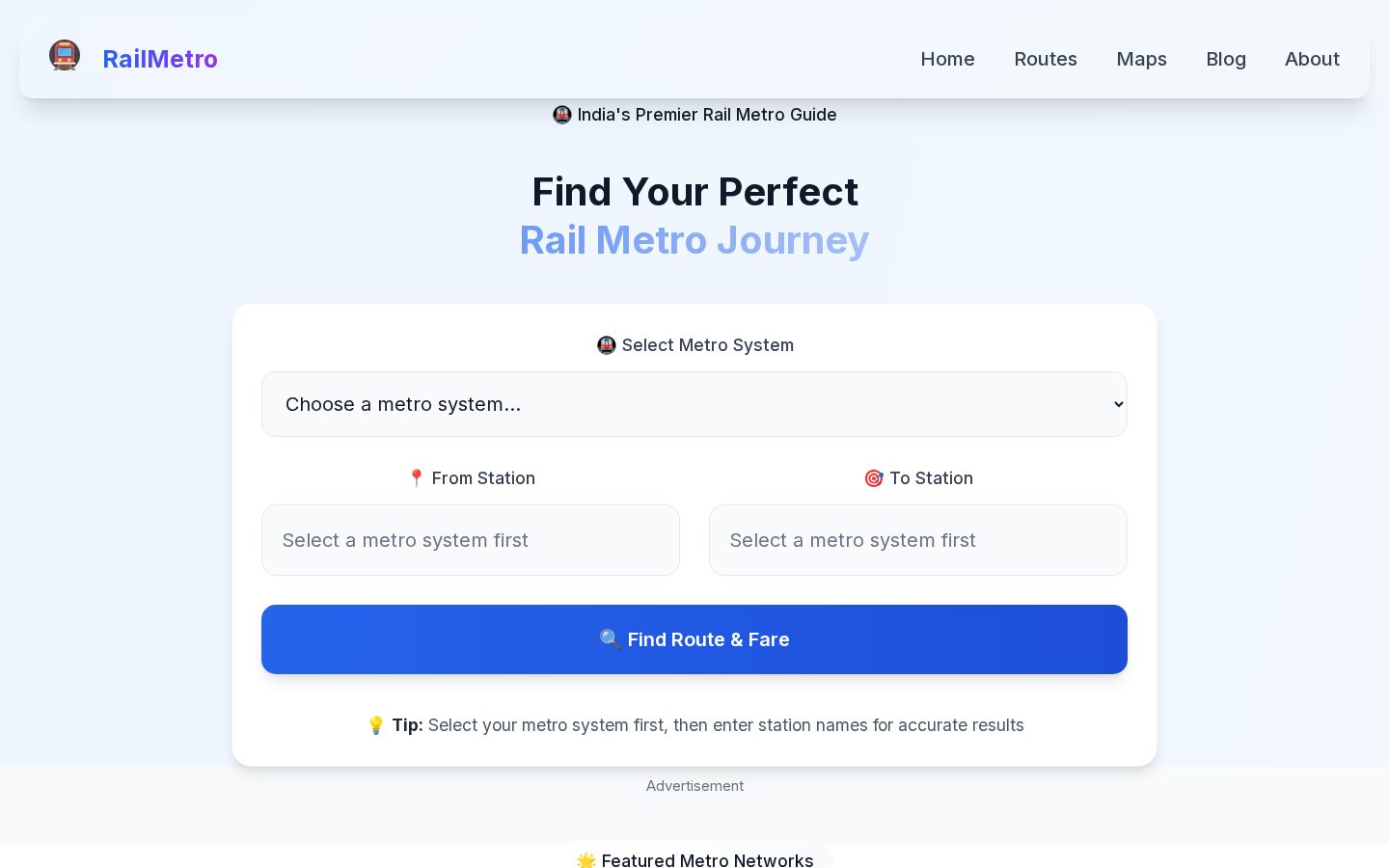 RailMetro Homepage