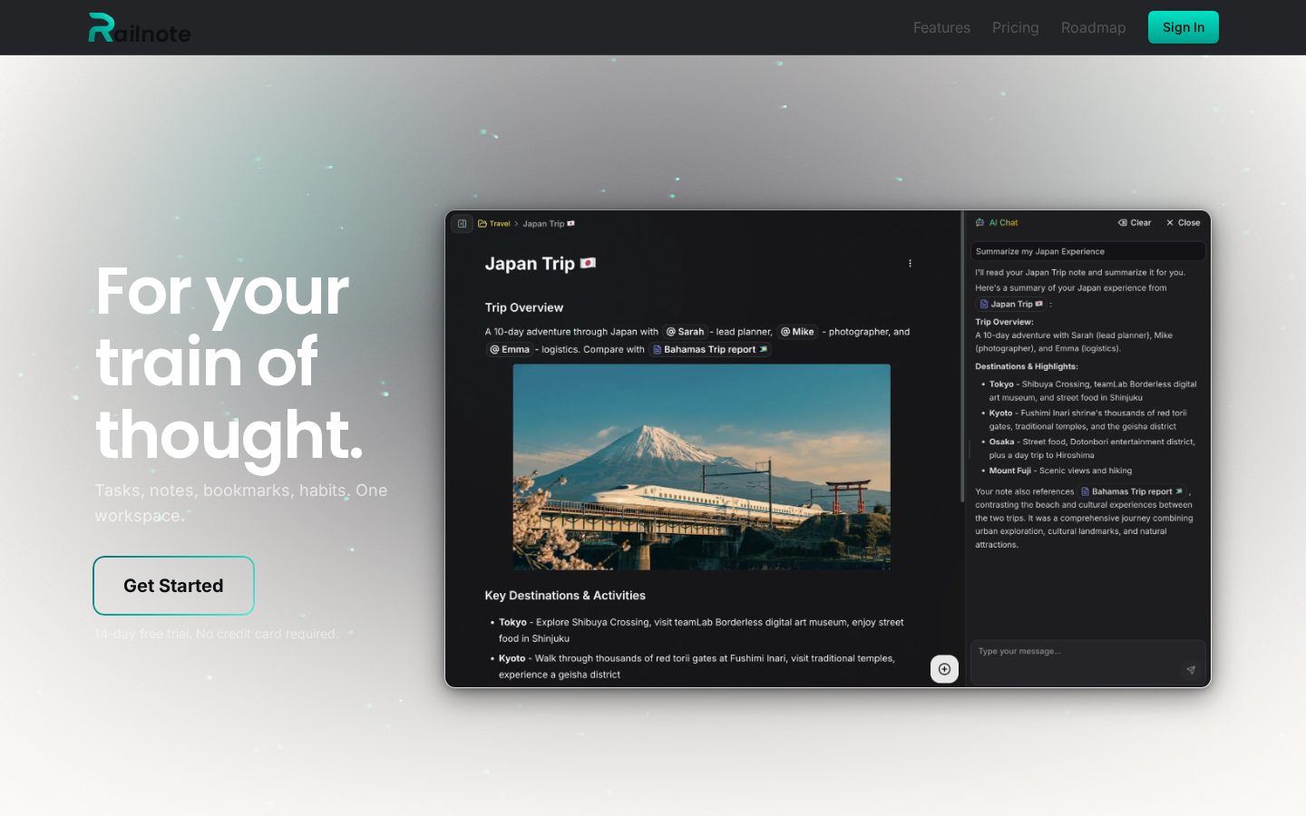 Railnote Homepage