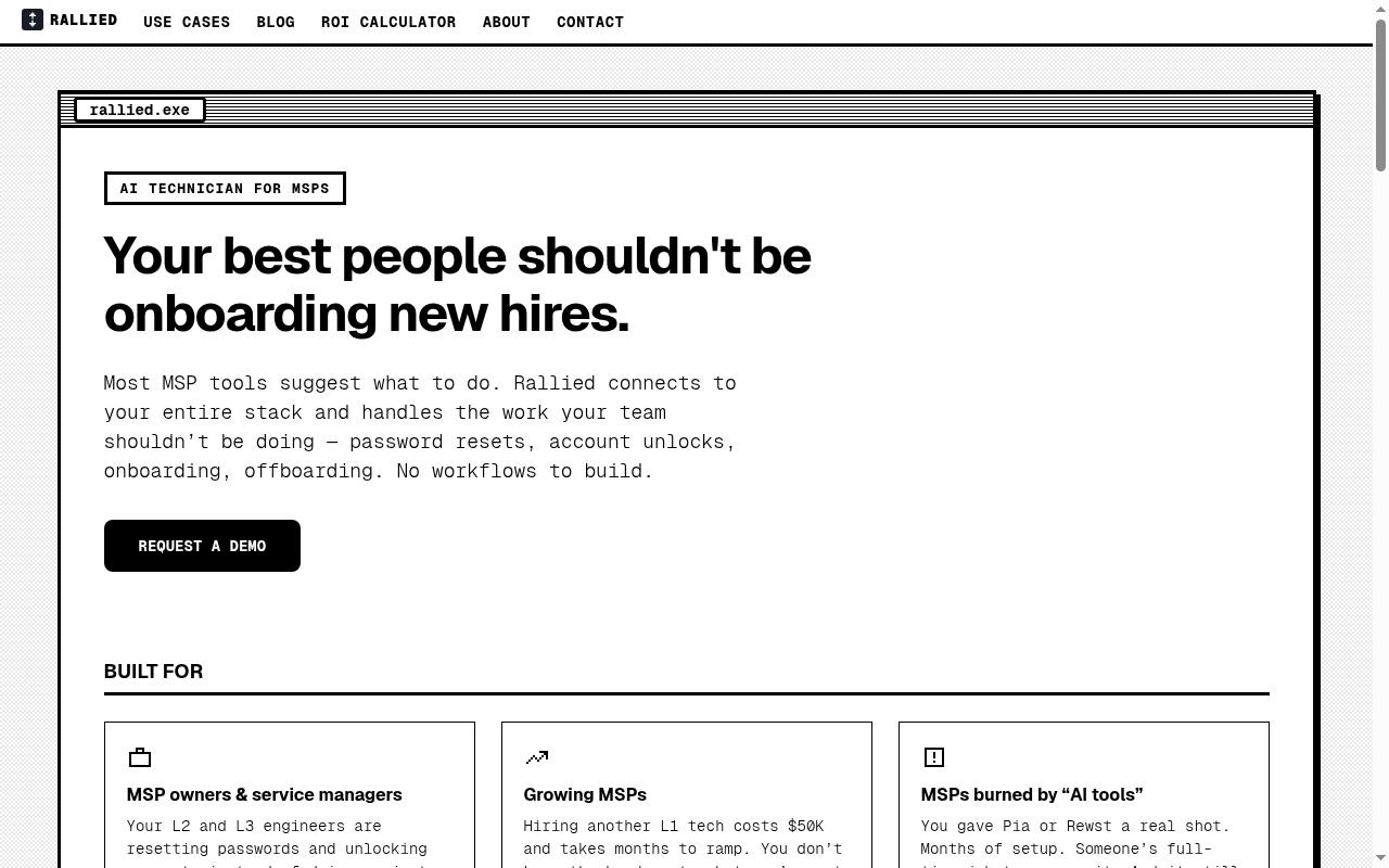 Rallied AI Homepage