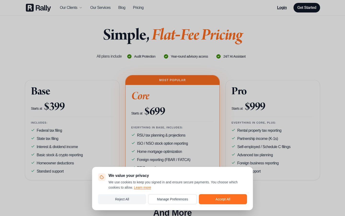 Rally Tax Pricing