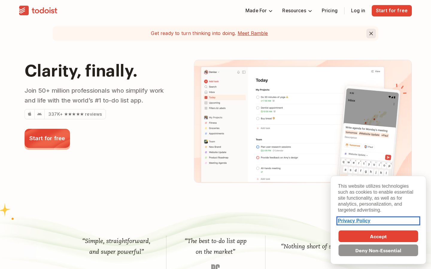 Ramble by Todoist Homepage
