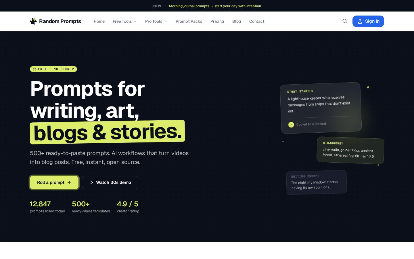 Random Prompts Homepage